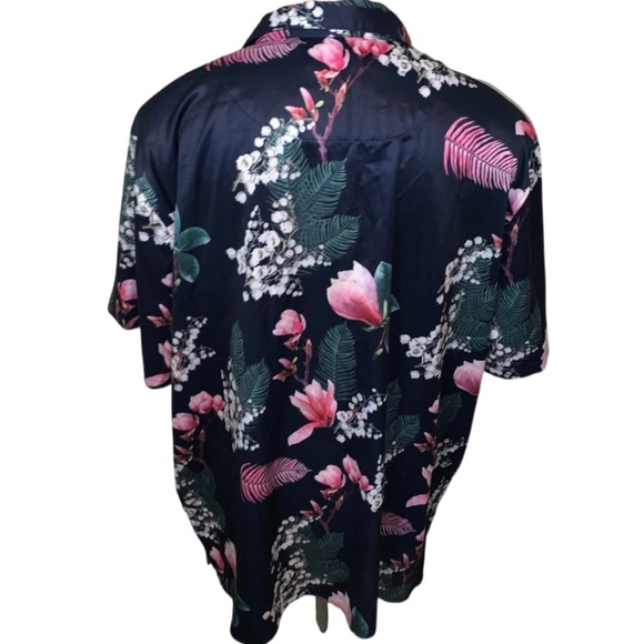 NWT! Fashion Nova Sway All night short sleeve woven button down pink/blue XXL - Picture 3 of 10